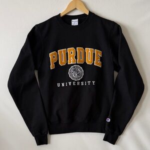 Champion Purdue University Black Crewneck Sweatshirt Sz XS‎ Stitched Felt Letter